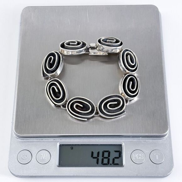 Vintage Mexico Sterling Silver 925 Spiral Link Bracelet 6.5" - Picture 7 of 7